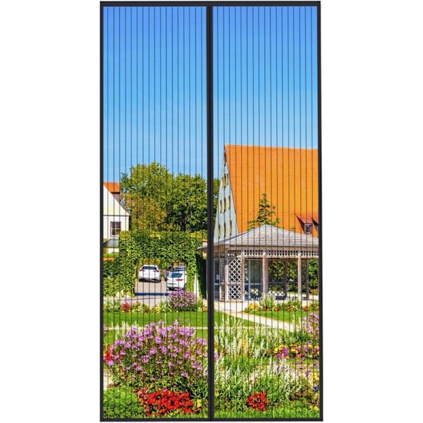 Svart myggnät magnetisk dörr 120x220cm Anti fluga självhäftande ridå Automatisk stängning Ultra fint nät installation Enkelt verktyg för barn och husdjur
