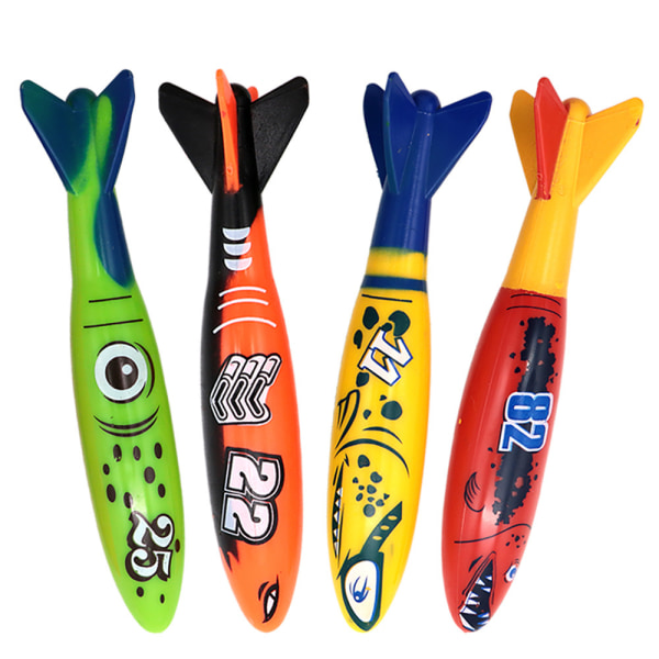 Hajpoolleksaker, kastdyknings-torped undervattenssimleksaker, 4-pack