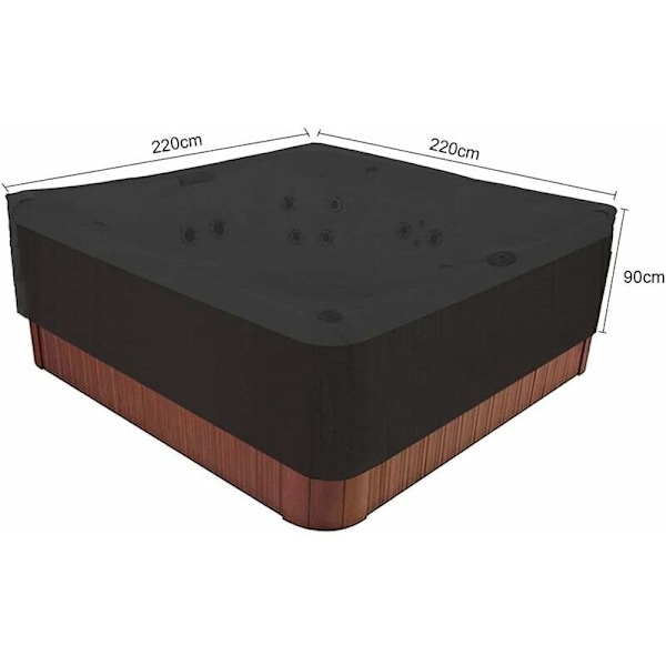 Udendørs spa dækken firkantet SPA SPA SPA SPA DÆKKEN Vandtæt i 190T polyesterstof, støv- og UV-bestandigt, sort, 220x220x90cm
