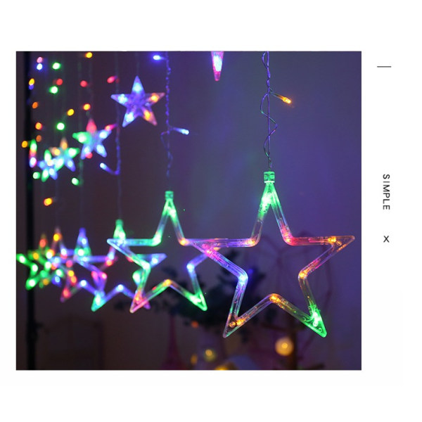 Pentagram Festlig Stjerne LED Lys Girlande (Hvid)