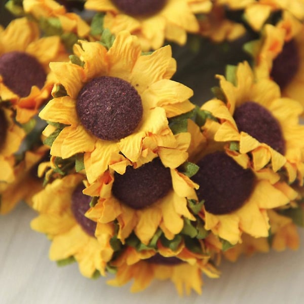 100pcs Homemade Sunflower Simulation Paper Sunflower For Diy Wedding Party Home（yellow）