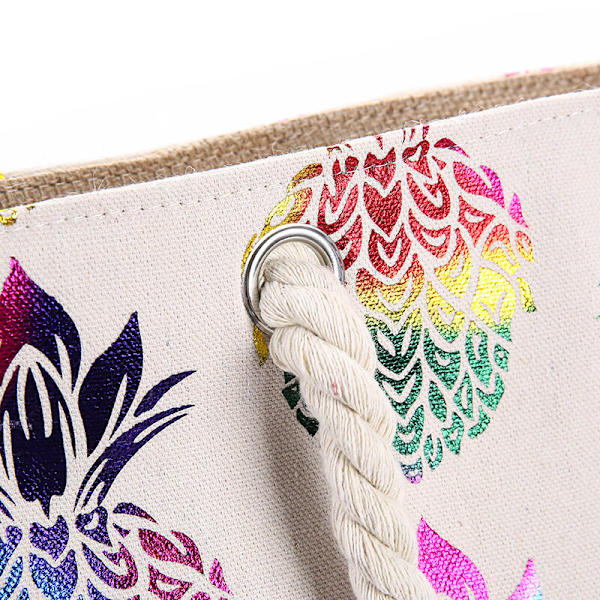 Tropiske Tote tasker Multicolor Ananas Rejsetasker Indkøbsposer Fashionable Strandtasker med Burlap Bund