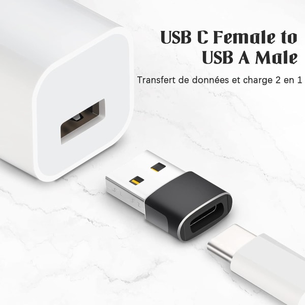 Hvid USB C Hun til USB Han Adapter, Hurtig opladning og Data Tr