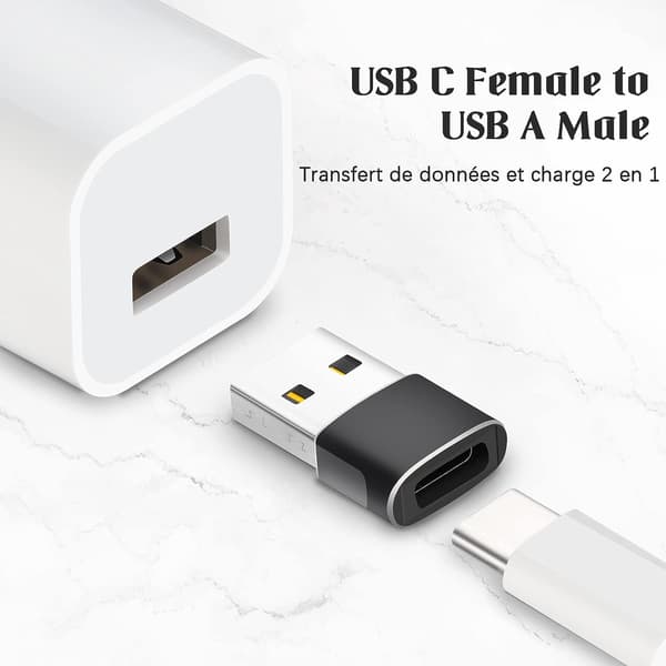Sølvfarget USB C hunn til USB hann adapter, rask lading og dataoverføring, adapter for iPhone 12/13
