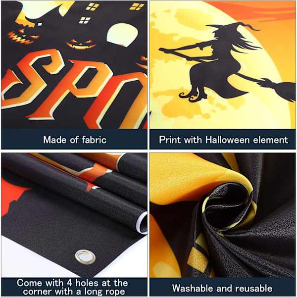 Halloween-juhlien koristeet, suuri kangas Halloween-tausta Boo Spooky Banner, 6 x 3,6 jalkaa