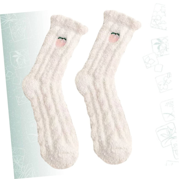 1 par børns koral fleece sokker, plys fleece sokker, koral fleece sokker, sokker til at sove i, uld hjemmesko, håndklædesokker (hvid)