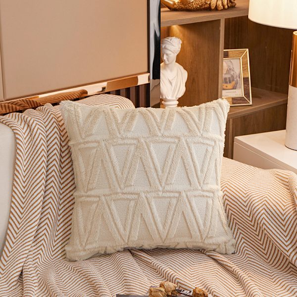 Beige - 45*45cm, 2 st Mjuk Plysch Kort Plysch Dekorativ Kuddfodral Lyxig Stil Soffa Sovrum