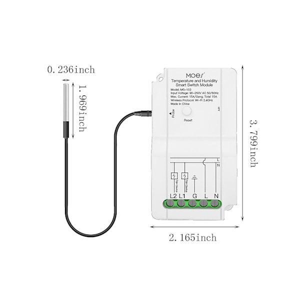 Wifi Smart Home Temperatur- og Fugtighedsafbryder Tuya App Timing Switch