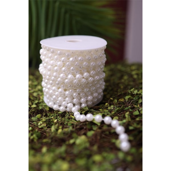 2m/rulle 8mm (hvid) Akryl perleguirlande spolekæde halskæde perle