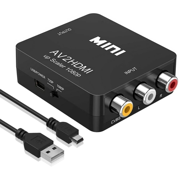 Sort - Videokonverter (AV til HDMI) AV2HDMI av til hdmi av