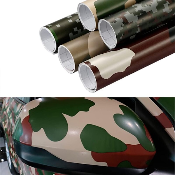 Vinyyliteippikalvo Camouflage, Vinyyli Camouflage -liimakalvo PVC Autotarra Vedenpitävä ja naarmuuntumaton moottoripyörän auton skootterin koristeluun, 30cm x 1