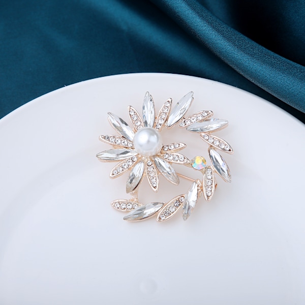 Retro enkel diamantblomst broche Koreansk version farverig blomst kvinders broche personlig kreativ zirkon silkeskål dekoration