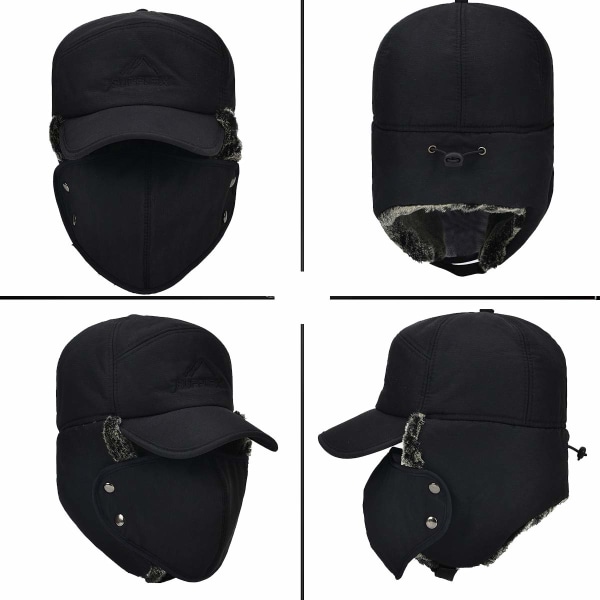 3 i 1 Termisk Pelsforet Catcher Aviatorlue Med Øreklaffer Full Face Halsvarmer All-purpose Vindtett Varm Vinter Baseball Cap Sykling Snø