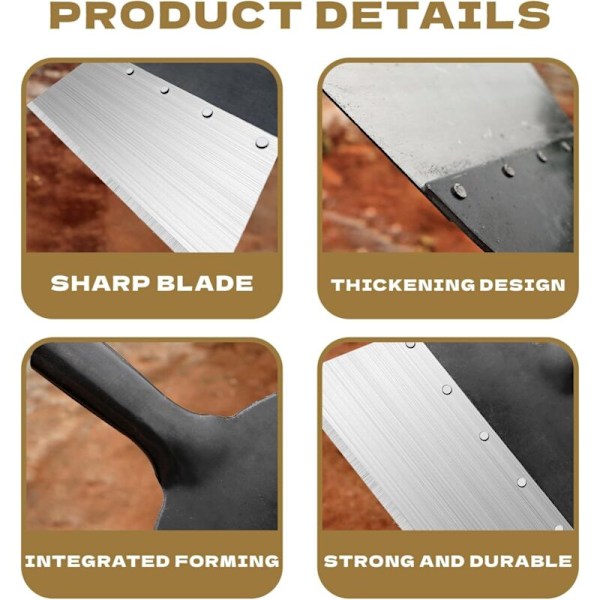 Multifunksjonell hagerengjøring spade i stål flat spade for planting i bakken, fast luking, tårnspade for luking