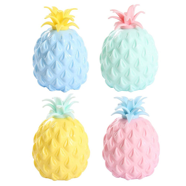Explosiv frukt ananas klämma musik, Fidget leksaker, stressboll dekompressionsleksaker för autistiska patienter, 4-pack