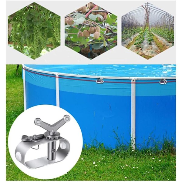 Sæt med 2 strammere til beskyttelsespresenning, poolstrammer, poolpresenningsspil i aluminiumslegering, kabelstrammer, poolpresenning, tilbehør