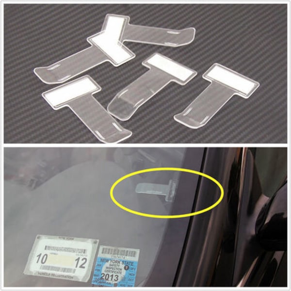 5 st transparenta biljetthållare för parkeringsbiljetter, plastklämma för parkeringsbiljetter, biljetthållare för vindruta med självhäftande tejp, modell: Transparent