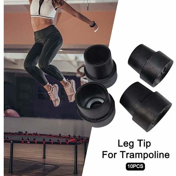 Sæt med 10 skridsikre gummifødder til trampolin, nemme at installere - Solide latex trampolintilbehør til runde fødder på 2,5 cm - sort