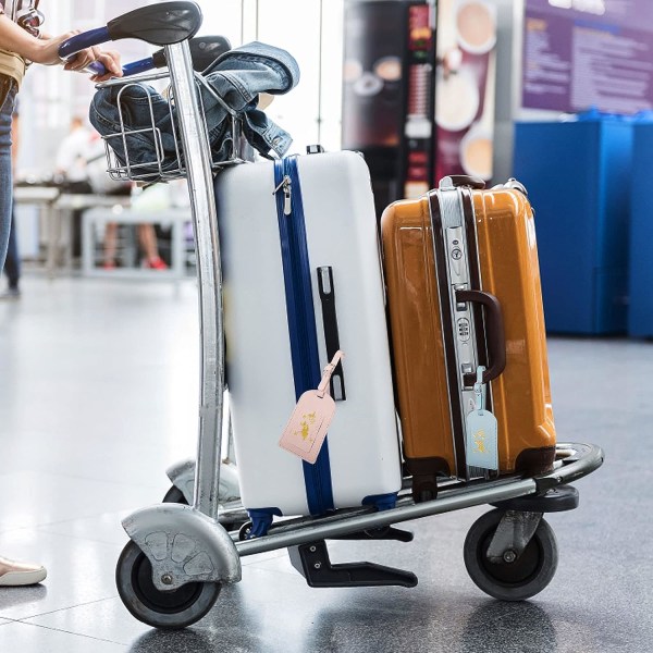 4 Stk Kuffert Tag, Skrivbar Pu Læder Bagage Tag Rejse Suitca