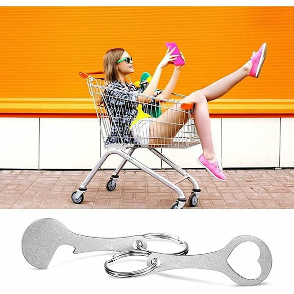 UNIVERSAL PASS-PARTOUT for supermarket trolley,Caddy key ring, stainless steel caddy token key,Passe Partout for Shopping Carts (2 Pieces) Love + cr