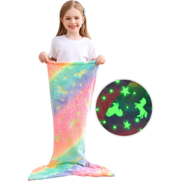 Havfruehale lysende tæppe pigegave, 112*58cm