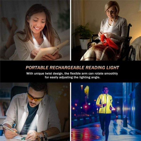 Foldable LED Reading Light Bedside Reading Lamp Rechargeable Book Lamp Very Suitable for Reading Knitting Camping Maintenance