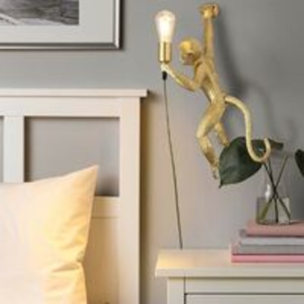 Apekatt vegglampe \"César\" Monkey Lamp Gold