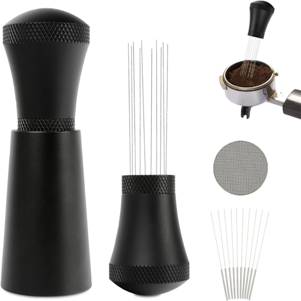 10 x 0,3 mm nålar, espressodoseringsverktyg med aluminiumstativ, espressoblandare för kaffeälskare