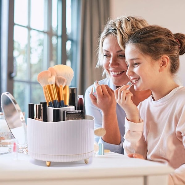 Makeup organizer, 360° drejelig børsteorganisator, multifunktionel kosmetikopbevaring til soveværelsesdekoration, toiletbord, soveværelse, badeværelse