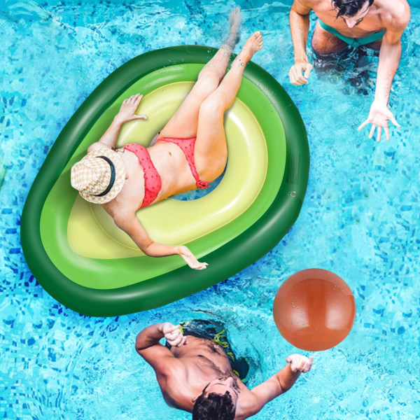 Gigant oppustelig avocado-bøje, oppustelig svømmepølse med sjov bold, strandflyder, festlegetøj til børn og voksne - 63×48×10 tommer