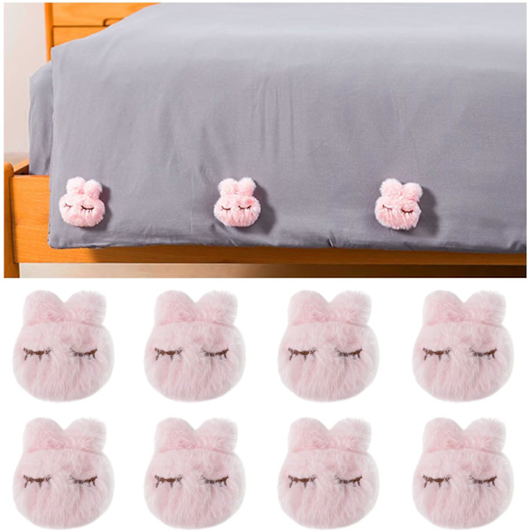 Dynetrekk Klips Set Kanin Form Ark Fester Quilt Cover Holder Quilt Klips Soverom Sengetøy Quilt Feste Brakett (Rosa - 8 Stykker)