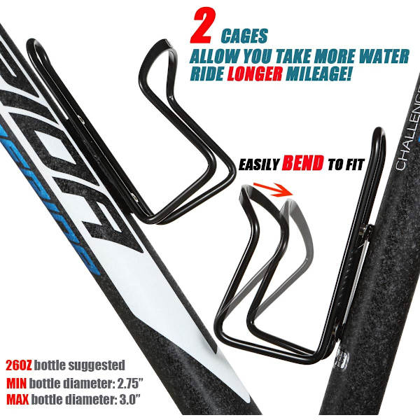Vattenflaskehållare, Basic MTB Cykel Aluminium Lätt Vattenflaskehållare Hållare Fästen (2-pack - Borrade hål krävs)