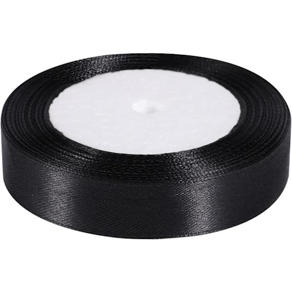 Svart Satängband, 20mm x 22m Bredd Satängband Dubbelsidig Tygband Presentband, Svart Satängband för Presentinslagning Födelsedagsfest Bröllop