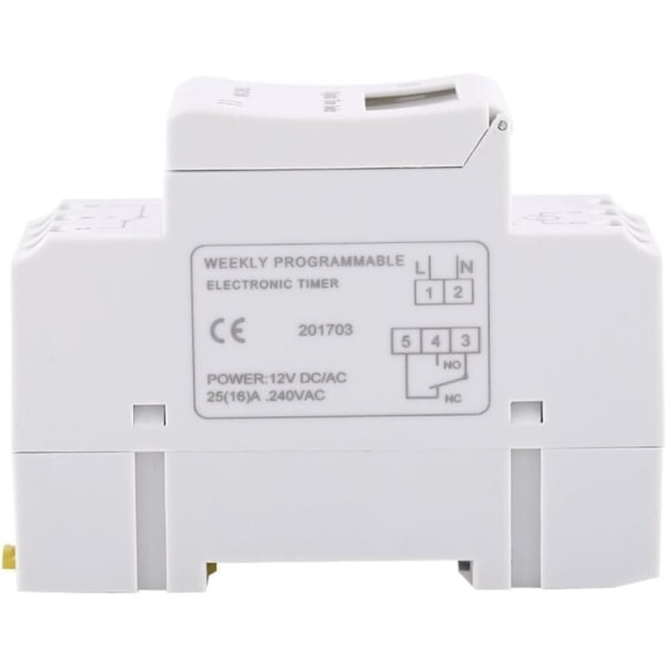 LCD elektroninen releajastin, 15A DC Ahc ohjelmoitava viikoittainen elektroninen relekytkin digitaalinen ajastin 16 ON/OFF asetuksella kodinkoneiden asennukseen (12