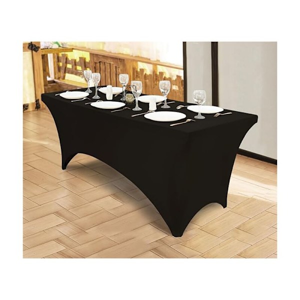 Stretch Duk [183 cm, 183 cm] Polyester Spandex Bordduk - Maskinvaskbar og Rynkebestandig (1 Pakke, Svart)