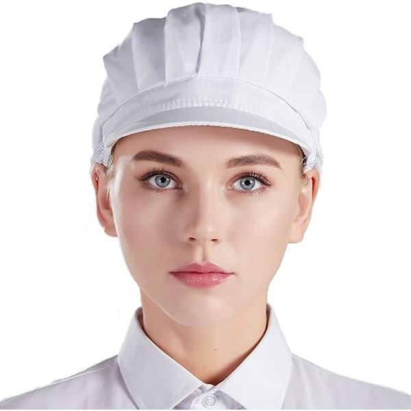 Sæt med 3 hvide kokkehatte med unisex køkkenhatte i mesh til arbejde