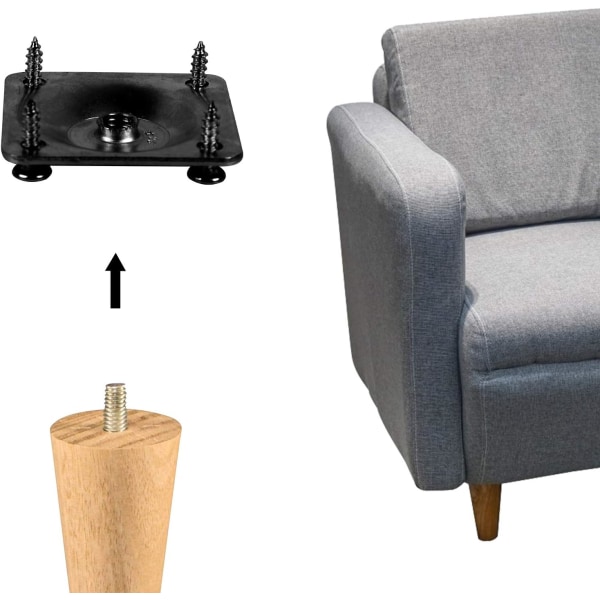 4 stk. monteringsplader i rustfrit stål til montering af sofa, bord og møbler med ophængsbolte og skruer til lænestole (sort)