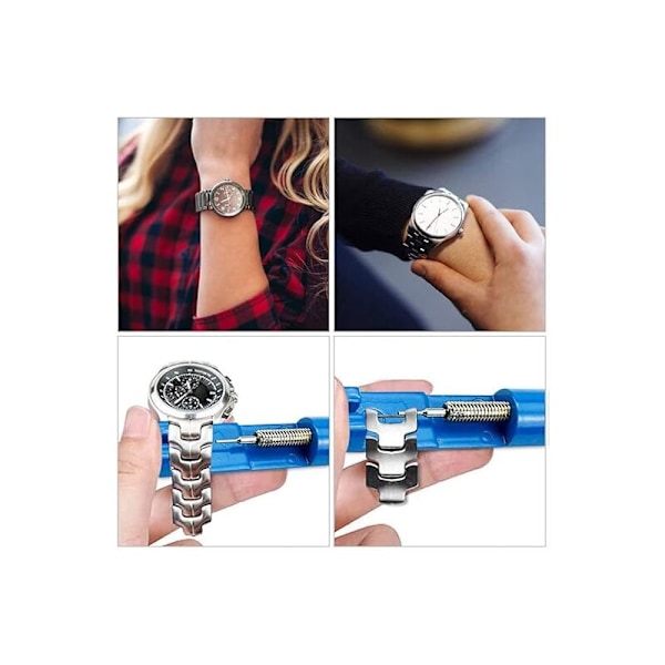 Reparationskit för klockor, justering av klockarmband, klockstift, verktyg för klockarmband med 3 extra stift, verktyg för att ta bort klockstift