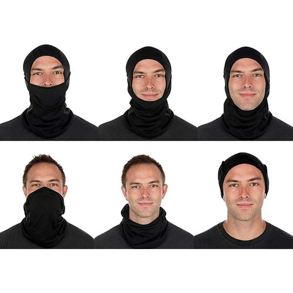 Musta, kasvobalaclava, sopii talveen, polkupyörään, moottoripyörään, hiihtoon, putkihuivi, miehille ja naisille