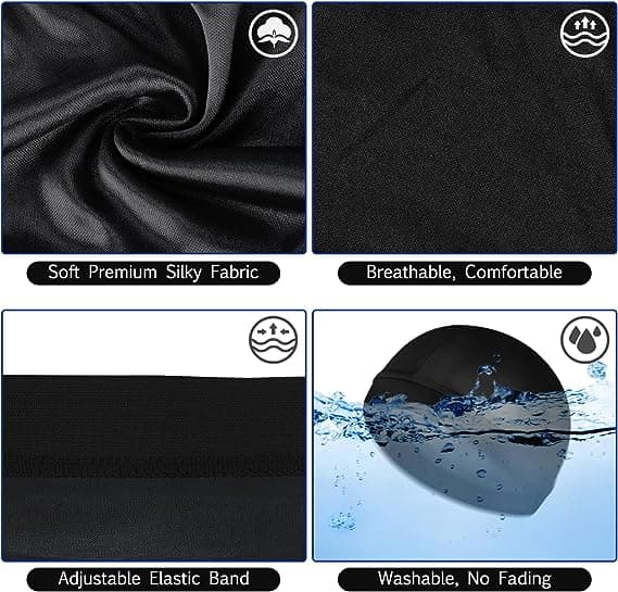 Sett med 3 unisex sateng bølgete hetter for soving, bading, etc.