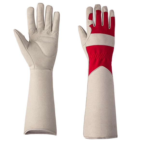Røde, 45 cm-Gardening Rose Læderhandsker Kvinder Extended Pro Gloves
