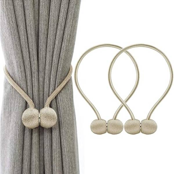 (Beige) Gardinbindinger Magnetiske Gardinbindinger Magnetiske Fletning Gardiner Spænde