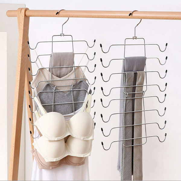Pladsbesparende holdbar tank top bøjle og bh-arrangør - Sammenklappelig metalbøjle, 16-i-1 pladsbesparende garderobeskabarrangør