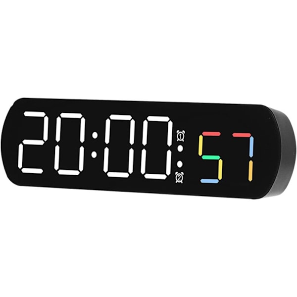 Digital väckarklocka, 16,5 cm 12/24h LED Tyst Ljusstyrka Justerbar Väckning Med Visning av temperaturen för den andra sängklockan som drivs av batt