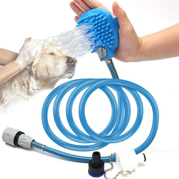 Hundebrusersprøjte Hundebadeværktøj Justerbar håndholdt børste og servietter 2 i 1-2,5M