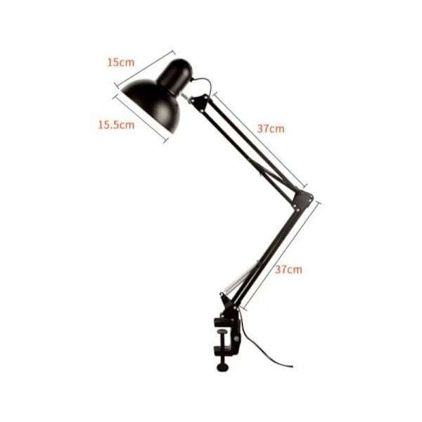 Studielampe Sort, Clip-on arbejdslampe, LED-skrivebordslampe med øjenbeskyttelse