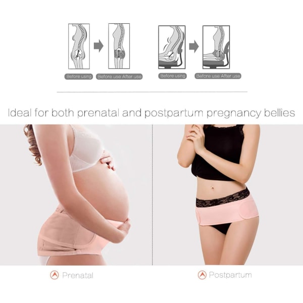 Rosa - Justerbart graviditetsbelte for nybakte mødre med prenatal og Po