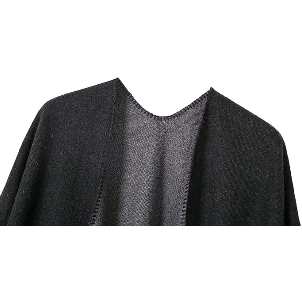 Dame Reversible Oversized Poncho Cape Varm Sjal Wrap Åben Front Trykt Tæppe Cardigans