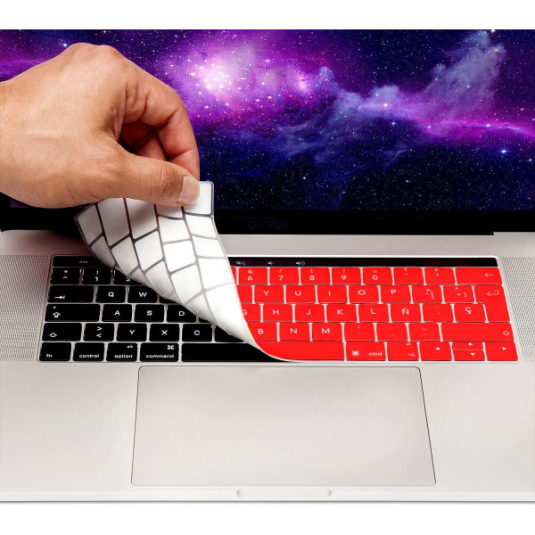 Rød - MyGadget tastaturbeskytter for Apple MacBook Pro 13" og 15" Touch Bar - Fleksibel silikonnøkkelbeskytter - ultratynn pute.