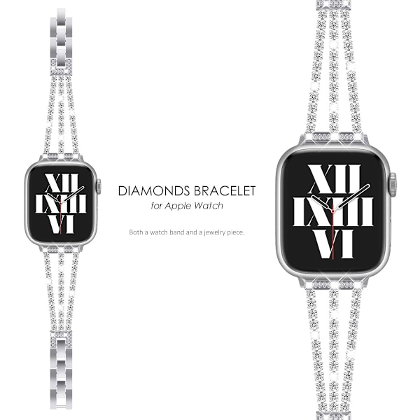 Bling Strap kompatibel med Apple Watch-remmar 41mm 40mm 38mm Kvinnor, Bling Fashion Diamanter Armband för iWatch Series 8 7 6 5 4 3 2 1 SE (S